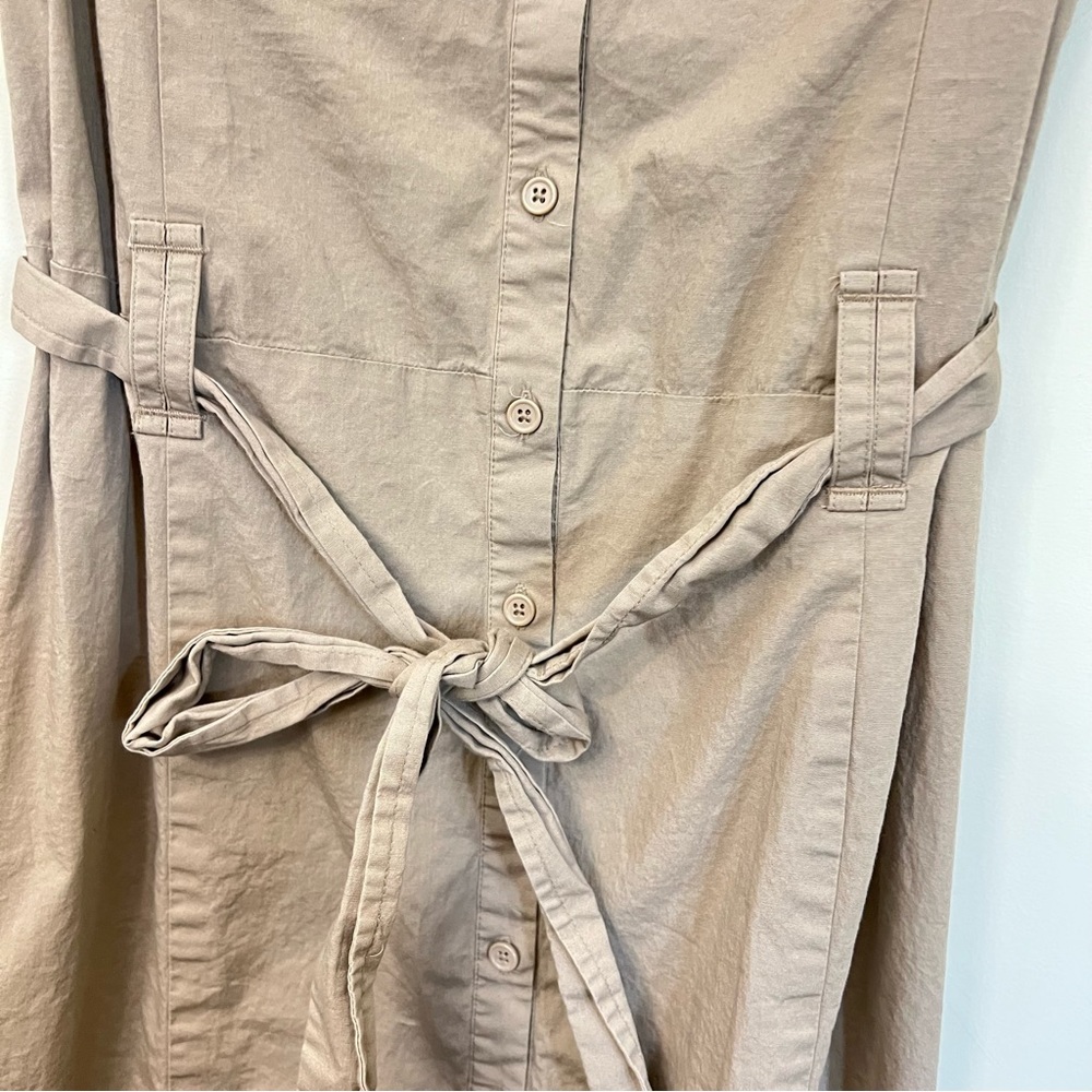 Smart Set Tan short sleeve Size 13 Large shirt dress button tshirt dress coverup - Picture 7 of 17